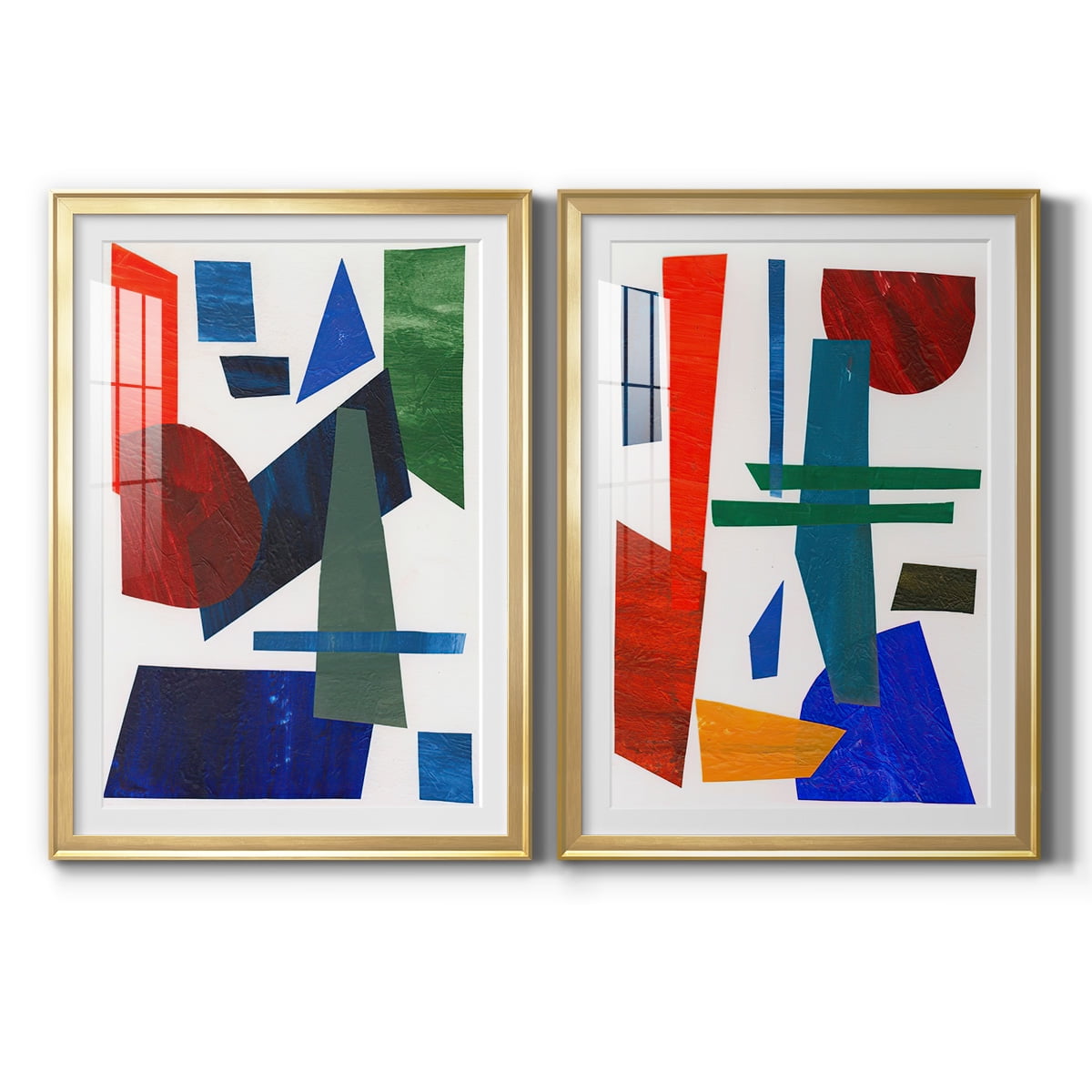 Wexford Home Colorful Shapes III Premium Framed Print, 26.5" x 36.5" - Ready to Hang, Gold (Set of 2)