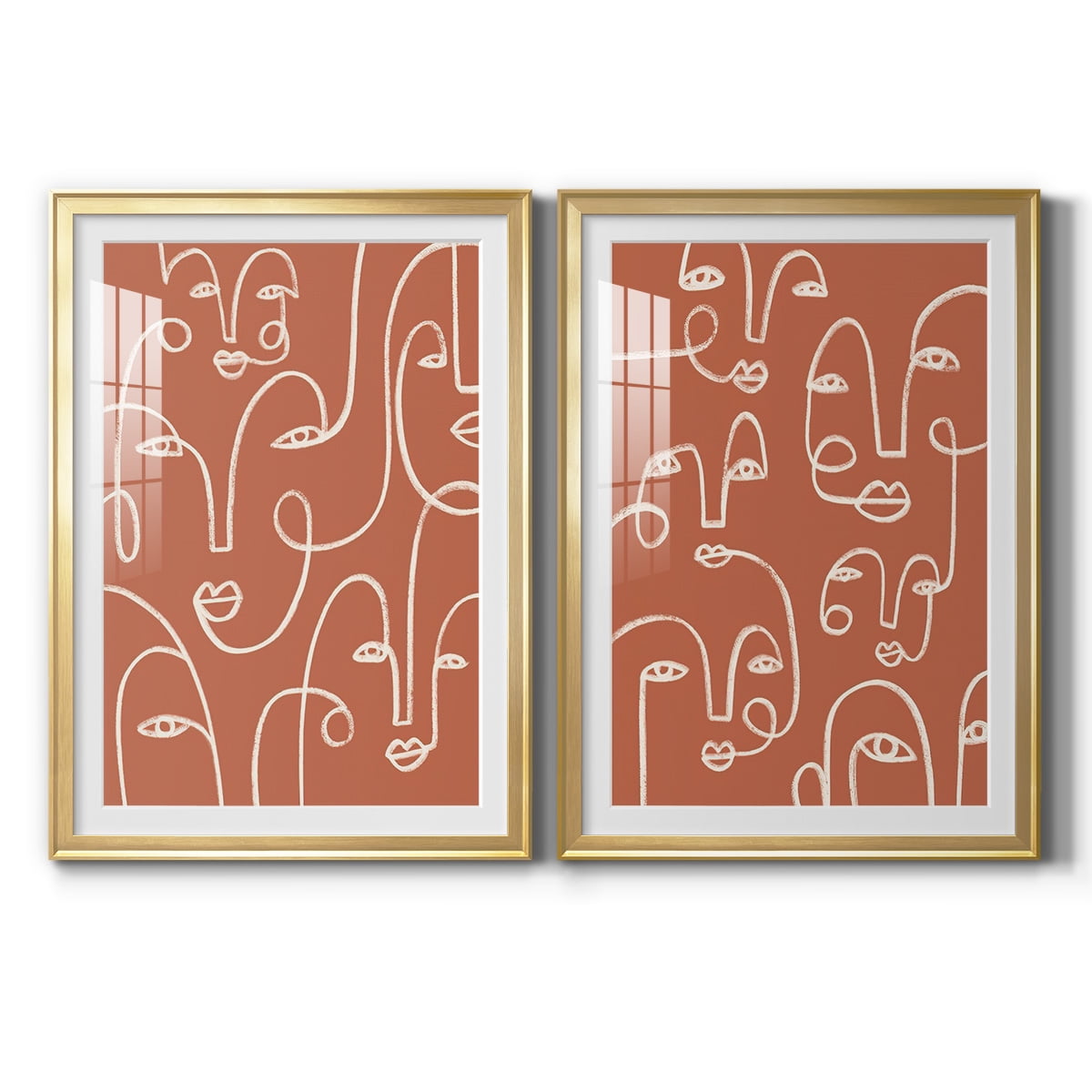 Wexford Home Connected Expressions I Premium Framed Print, 22.5" x 30.5" - Ready to Hang, Gold (Set of 2)