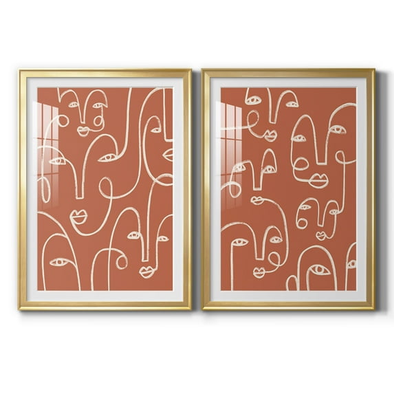 Wexford Home Connected Expressions I Premium Framed Print, 30.5" x 42.5" - Ready to Hang, Gold (Set of 2)