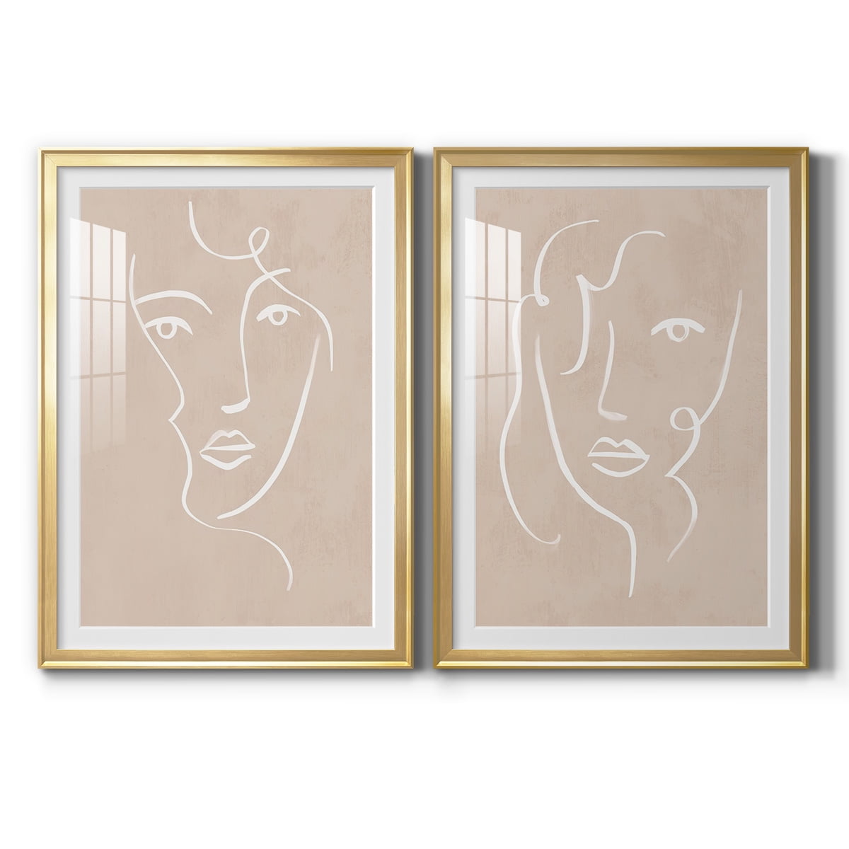 Wexford Home Curly Face I Premium Framed Print, 18.5" x 24.5" - Ready to Hang, Gold (Set of 2)