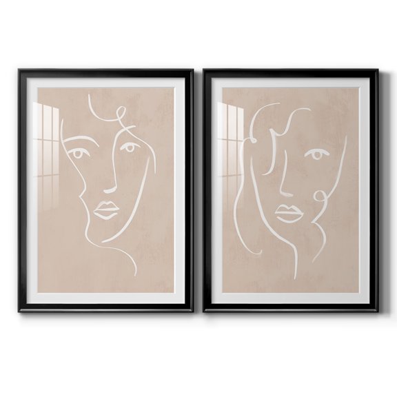 Wexford Home Curly Face I Premium Framed Print, 30.5" x 42.5" - Ready to Hang, Black (Set of 2)