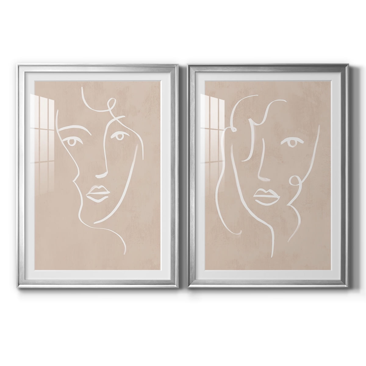 Wexford Home Curly Face I Premium Framed Print, 30.5" x 42.5" - Ready to Hang, Silver (Set of 2)