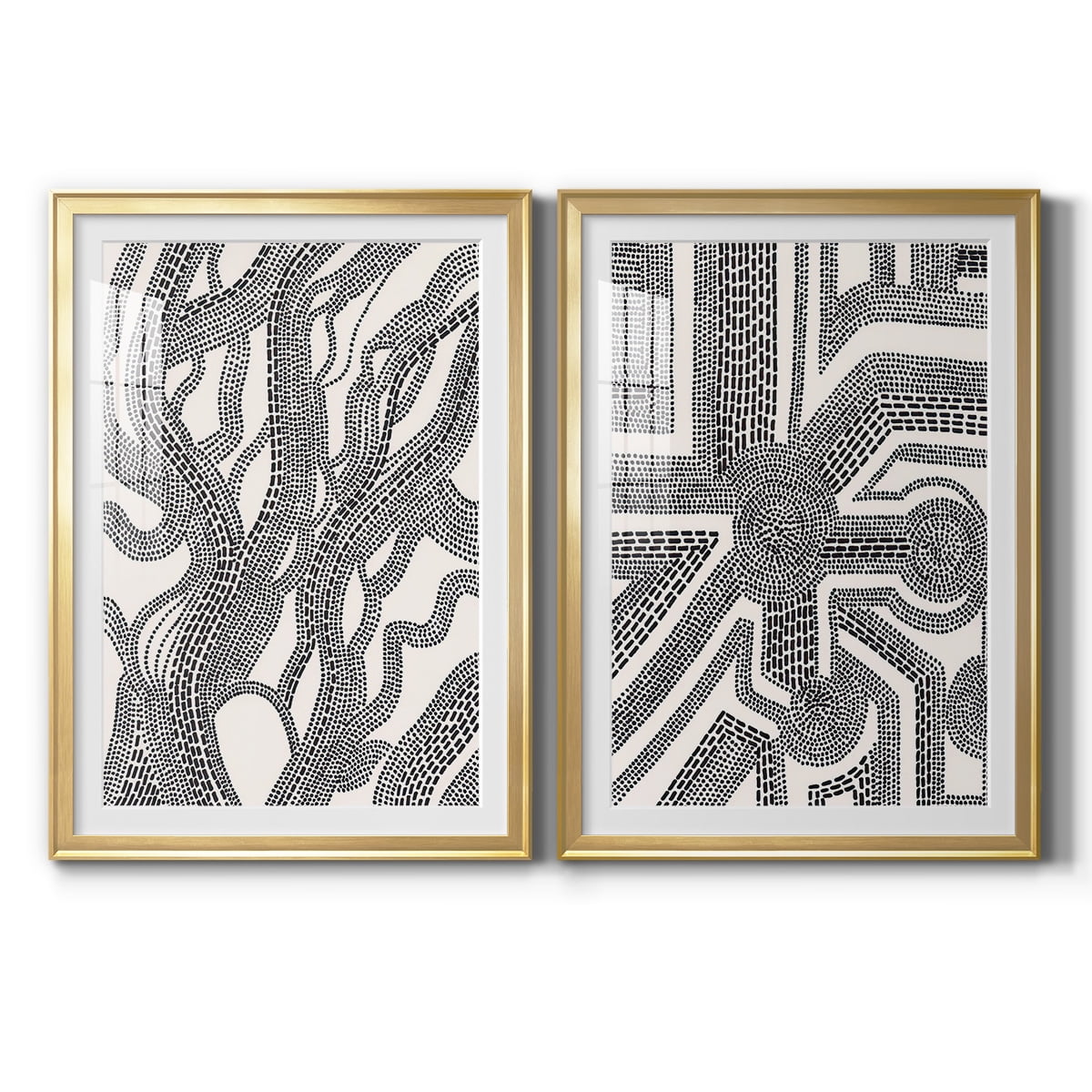 Wexford Home Dots and Dashes I Premium Framed Print, 22.5" x 30.5" - Ready to Hang, Gold (Set of 2)