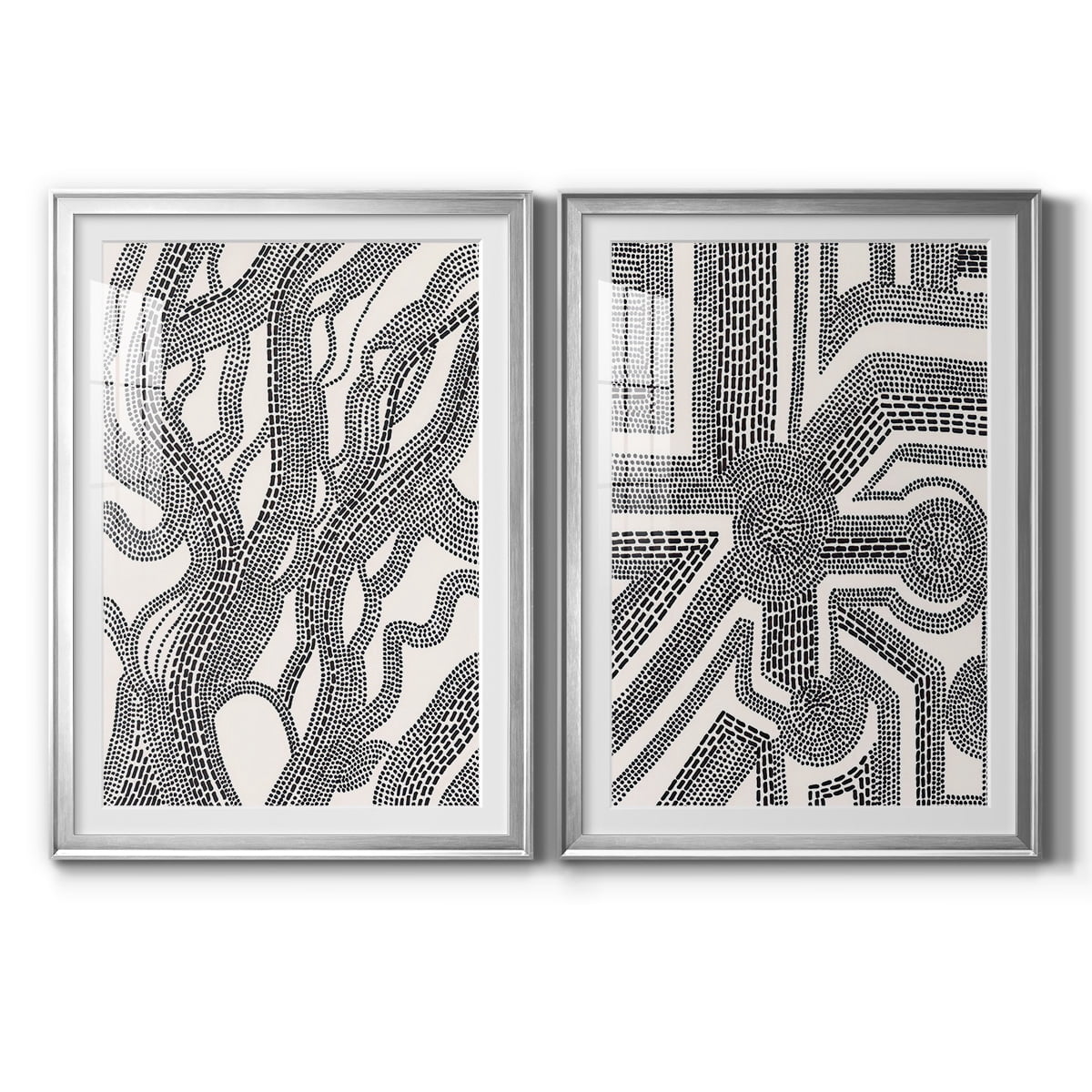 Wexford Home Dots and Dashes I Premium Framed Print, 26.5" x 36.5" - Ready to Hang, Silver (Set of 2)