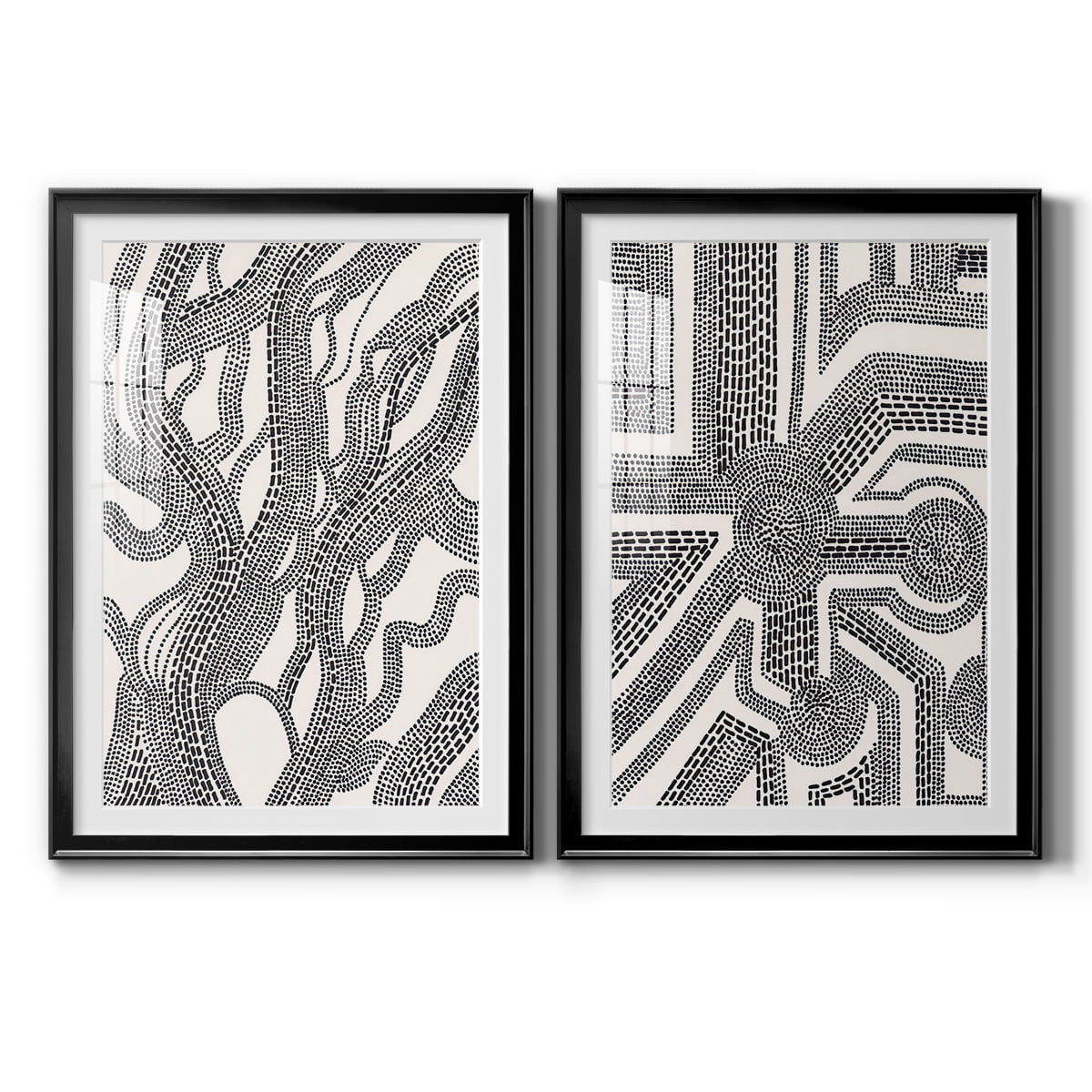 Wexford Home Dots and Dashes I Premium Framed Print, 30.5" x 42.5" - Ready to Hang, Black (Set of 2)