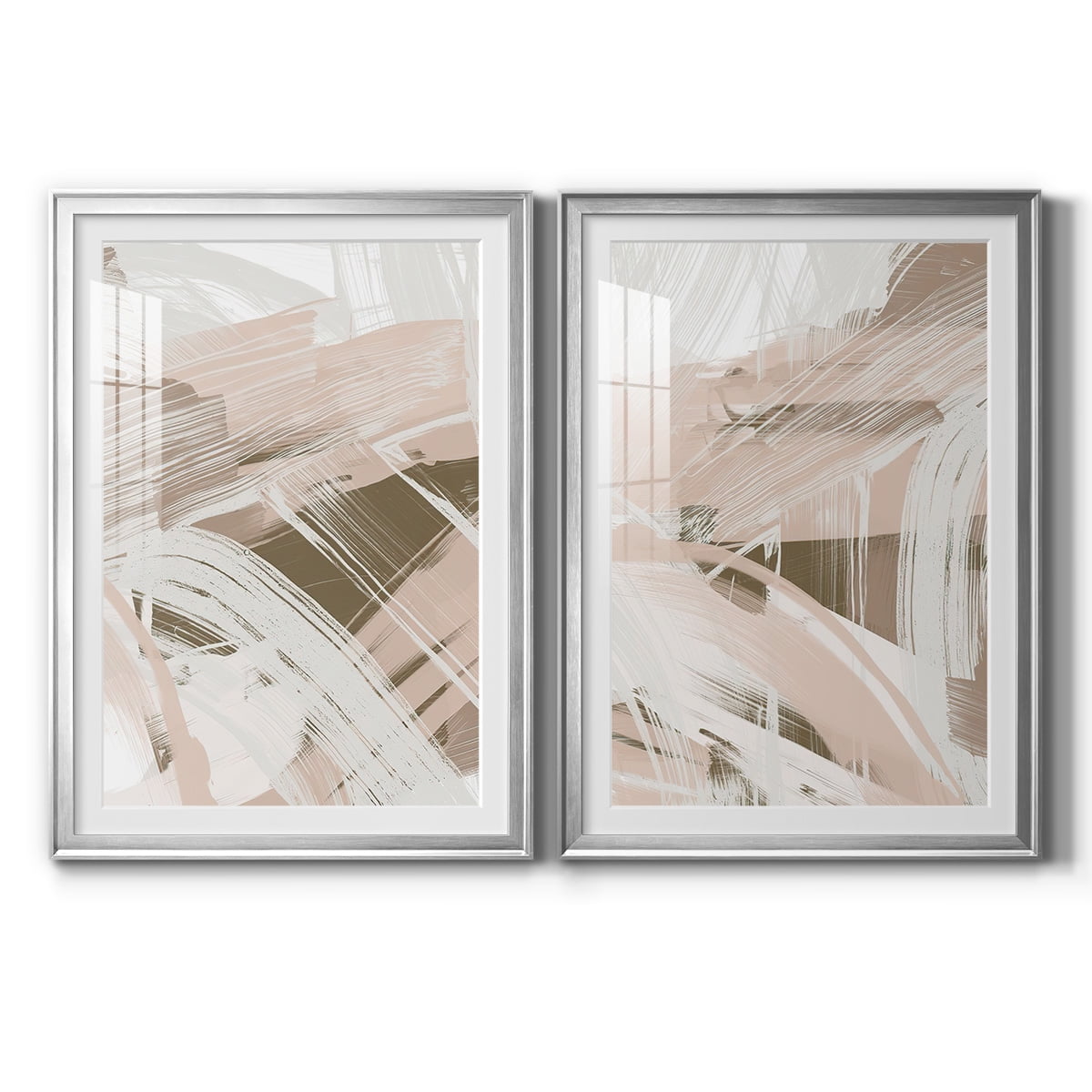 Wexford Home Earthtone Swipe I Premium Framed Print, 18.5" x 24.5" - Ready to Hang, Silver (Set of 2)