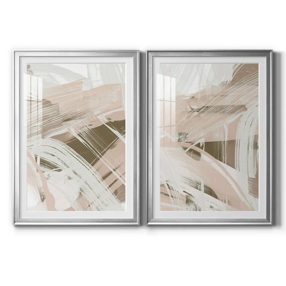 Wexford Home Earthtone Swipe I Premium Framed Print, 22.5" x 30.5" - Ready to Hang, Silver (Set of 2)