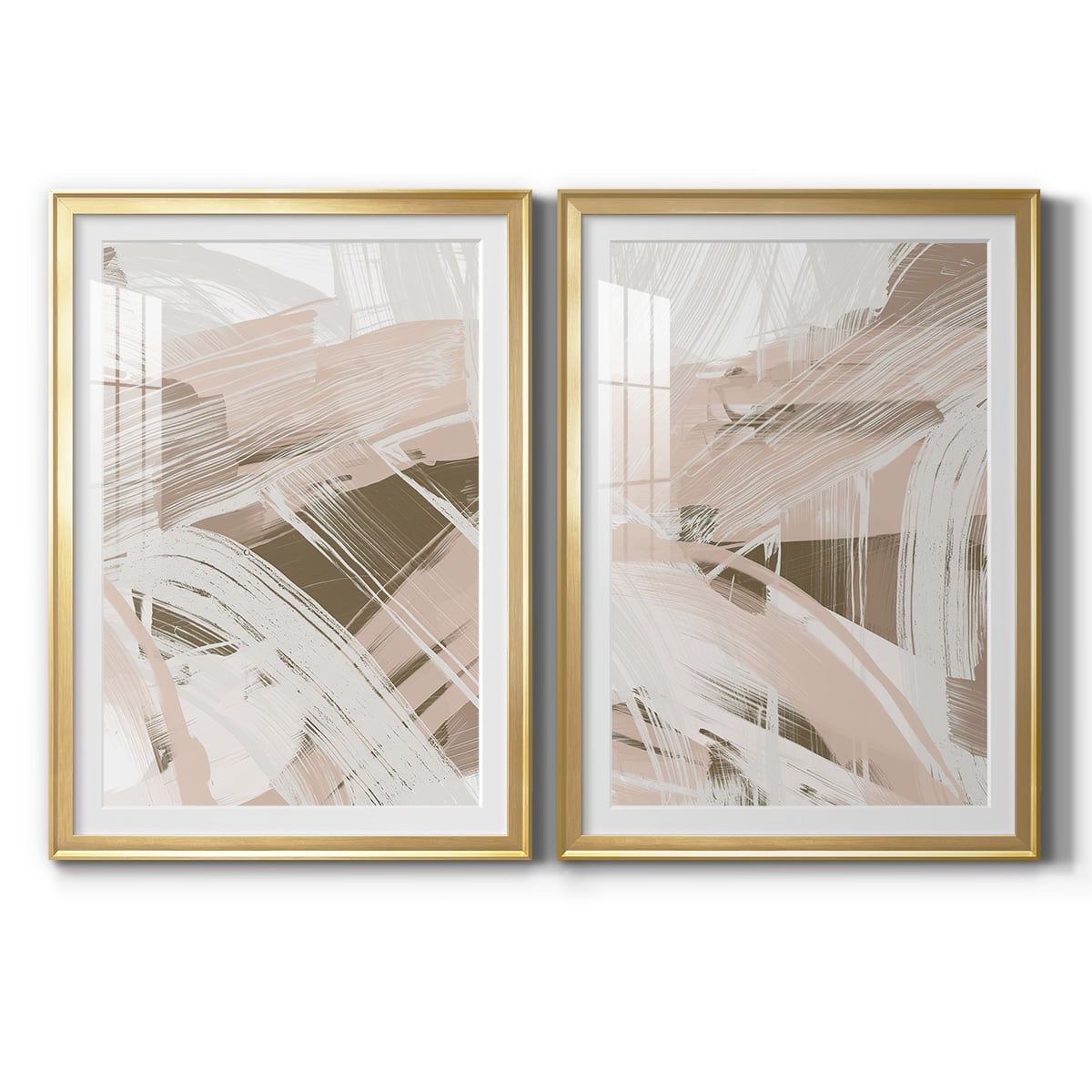 Wexford Home Earthtone Swipe I Premium Framed Print, 26.5" x 36.5" - Ready to Hang, Gold (Set of 2)