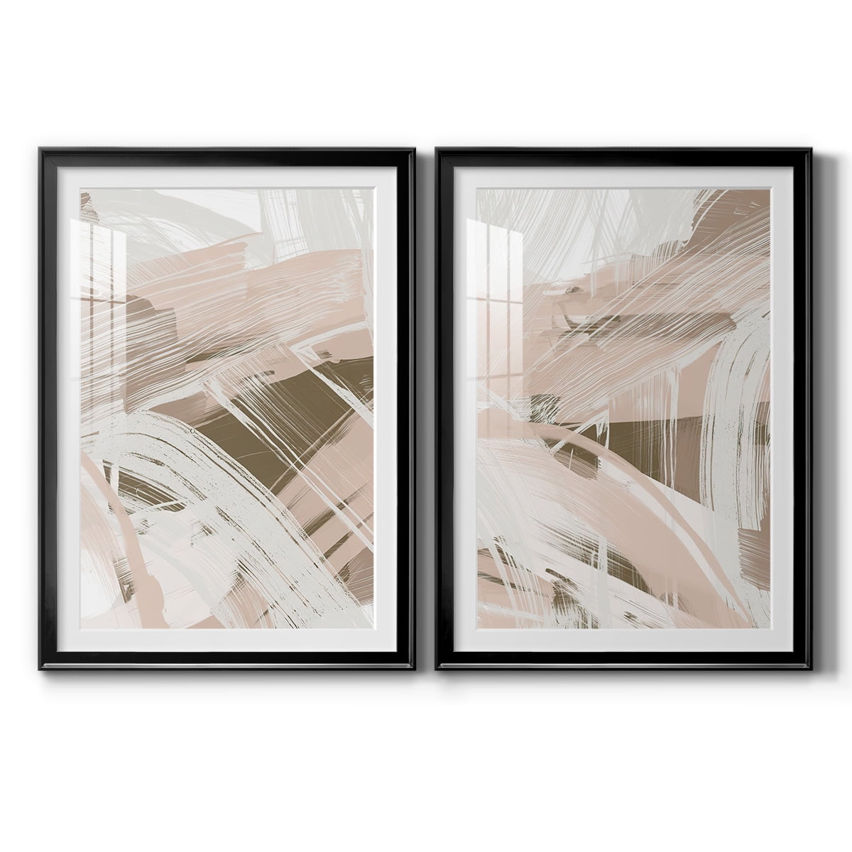 Wexford Home Earthtone Swipe I Premium Framed Print, 30.5" x 42.5" - Ready to Hang, Black (Set of 2)