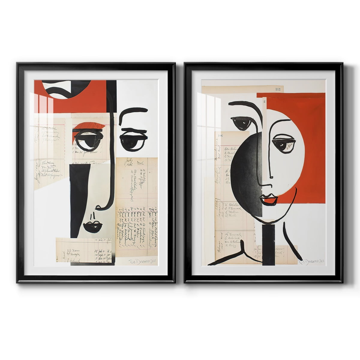 Wexford Home Faces of A Century III Premium Framed Print, 18.5" x 24.5" - Ready to Hang, Black (Set of 2)