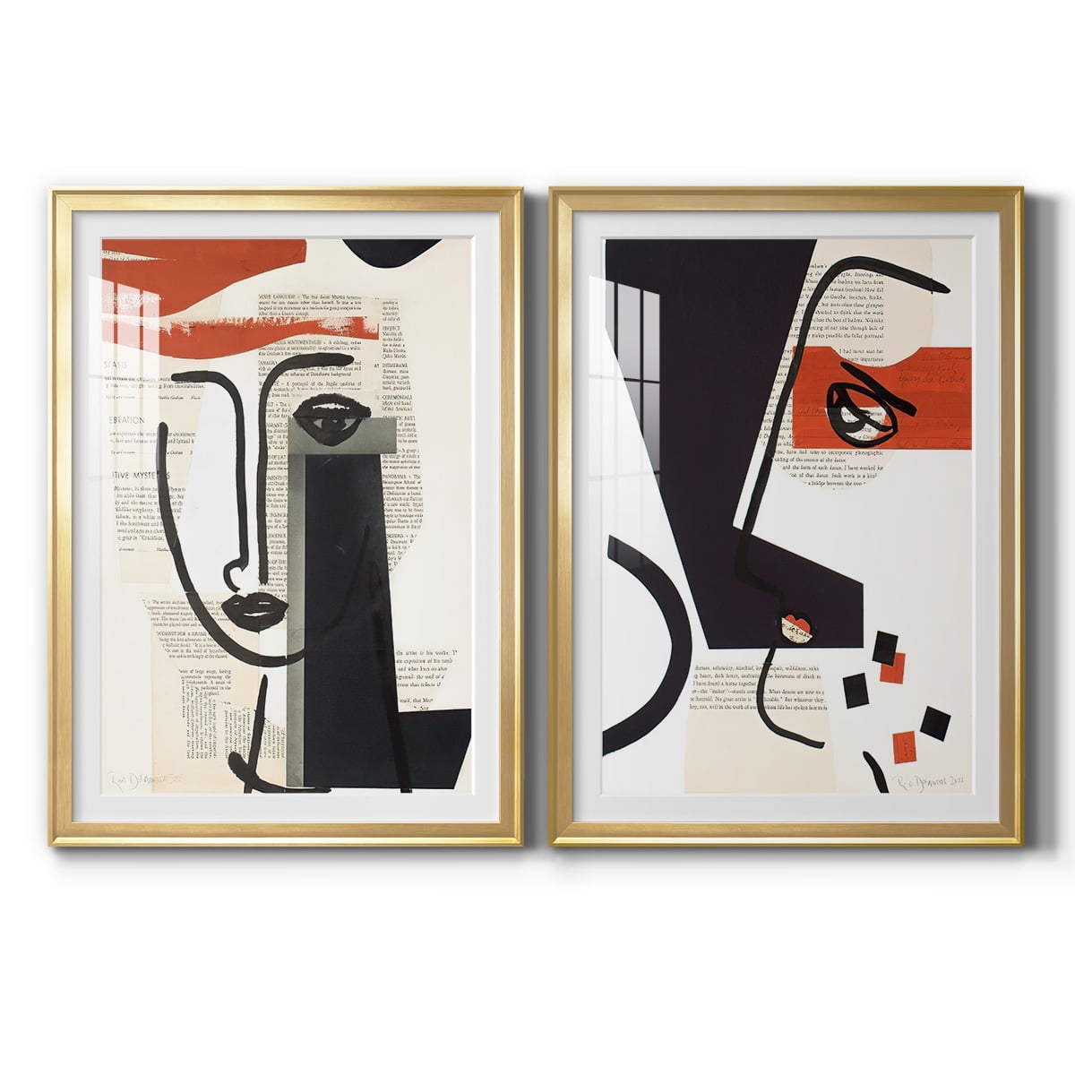 Wexford Home Faces of A Century V Premium Framed Print, 18.5" x 24.5" - Ready to Hang, Gold (Set of 2)