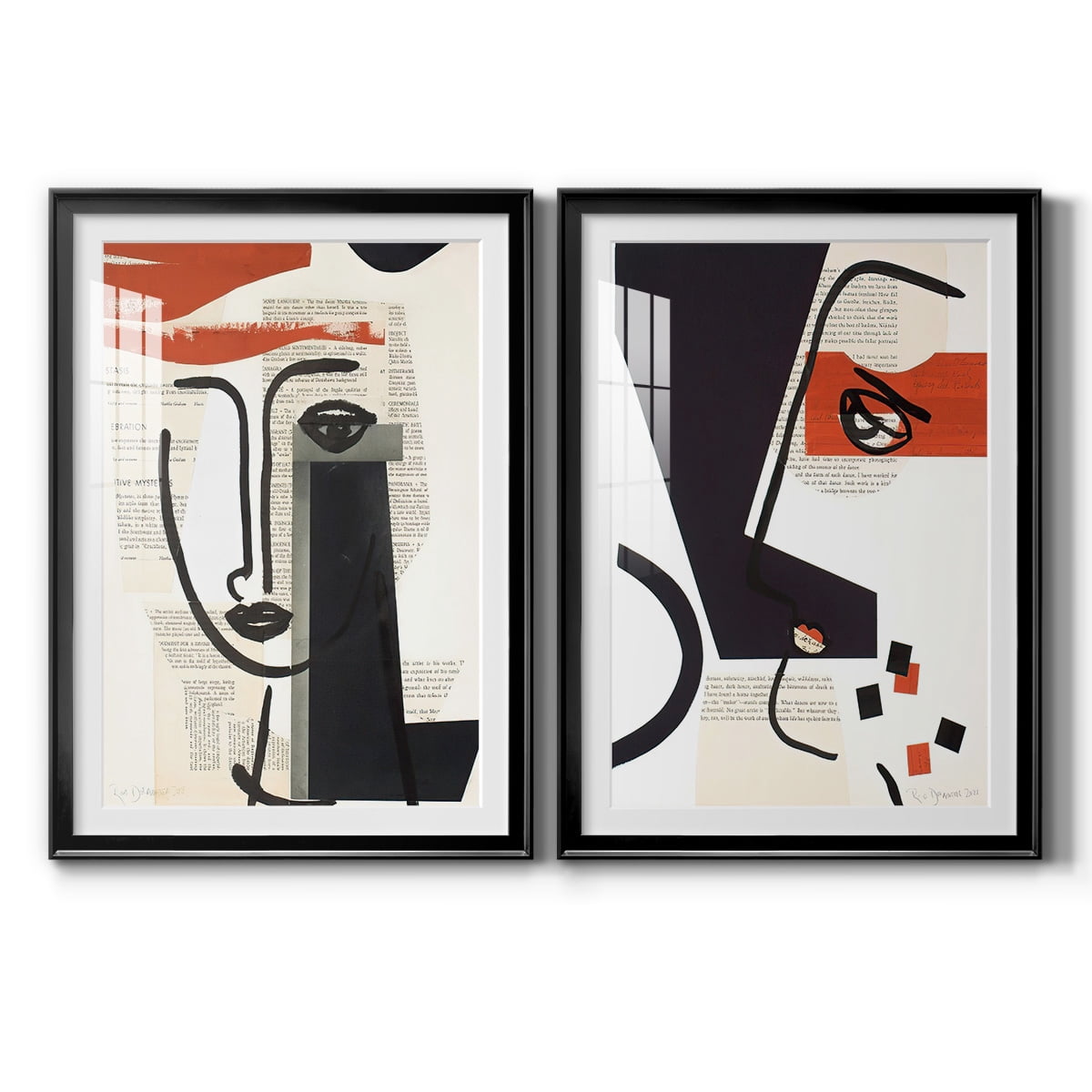 Wexford Home Faces of A Century V Premium Framed Print, 30.5" x 42.5" - Ready to Hang, Black (Set of 2)