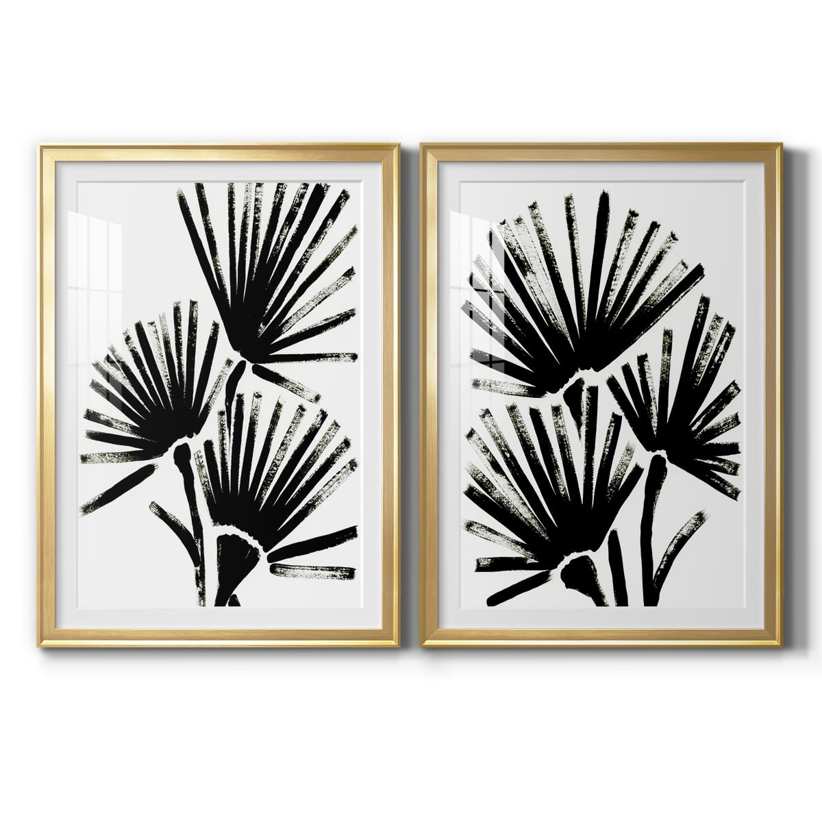 Wexford Home Fan Brush I Premium Framed Print, 18.5" x 24.5" - Ready to Hang, Gold (Set of 2)