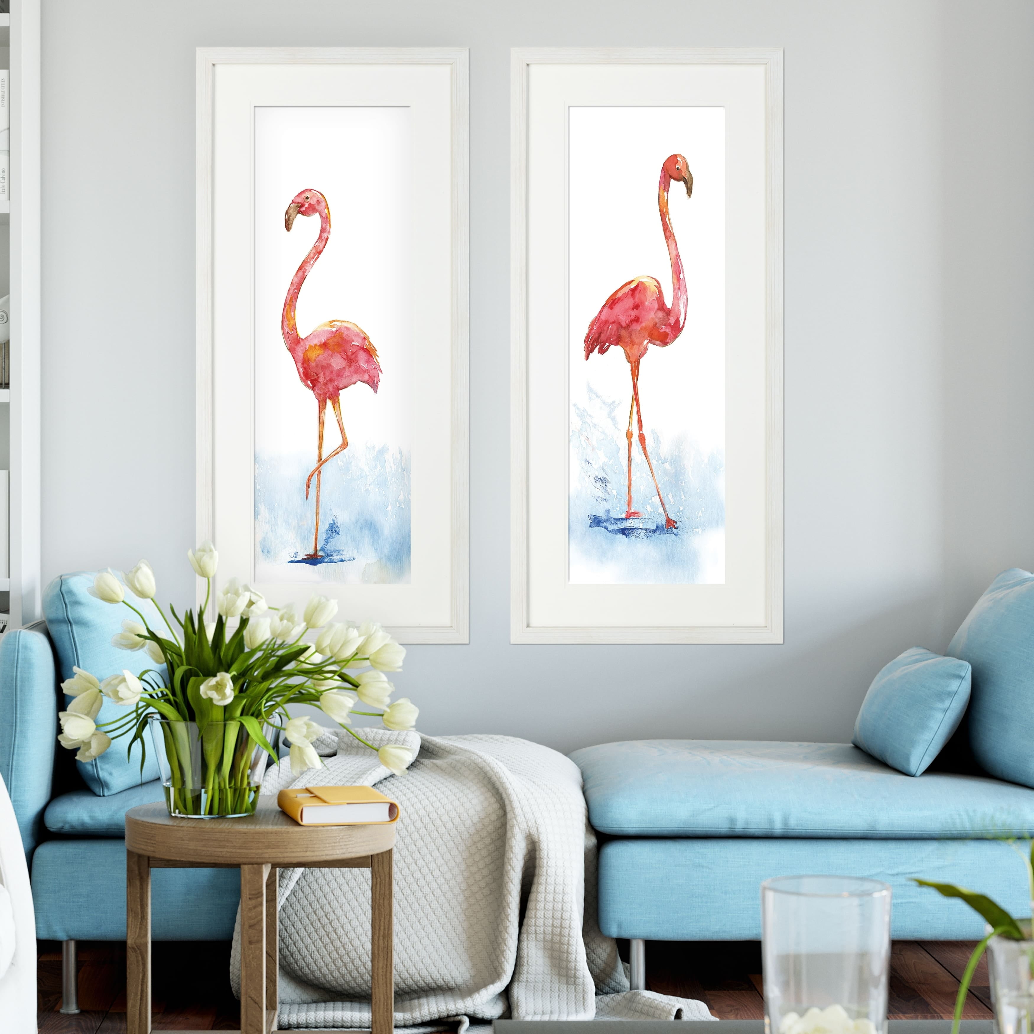 Flamingo Splash Framed Art Set with Acrylic Glass