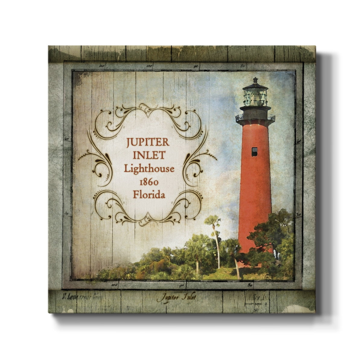 Wexford Home Florida Lighthouse V-Premium Gallery Wrapped Canvas, 16" x 16" - Ready to Hang