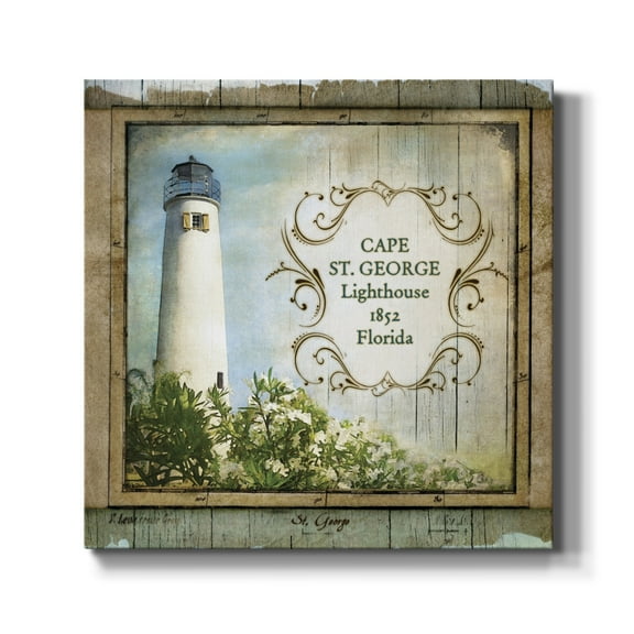 Wexford Home Florida Lighthouse X-Premium Gallery Wrapped Canvas, 10" x 10" - Ready to Hang