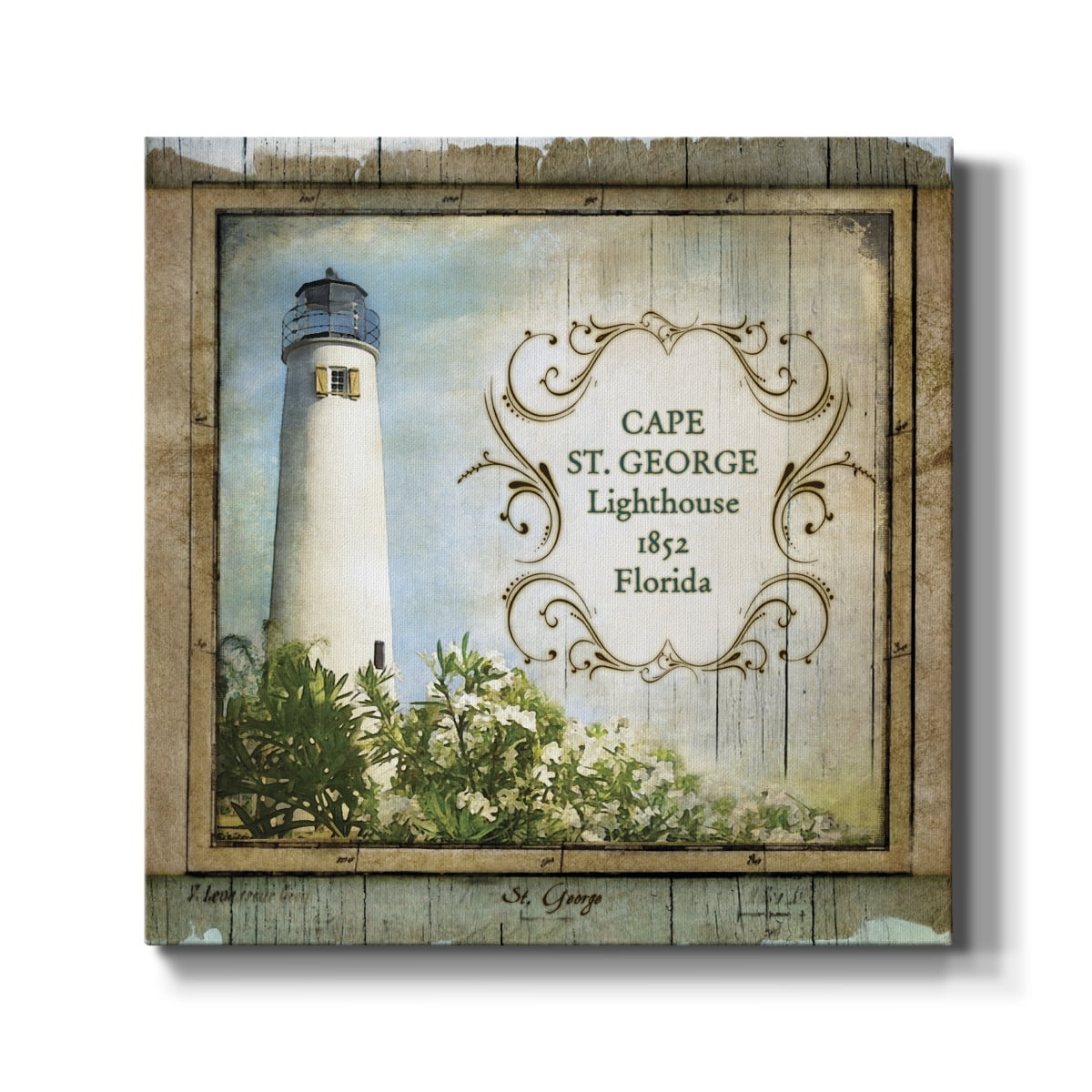 Wexford Home Florida Lighthouse X-Premium Gallery Wrapped Canvas, 16" x 16" - Ready to Hang