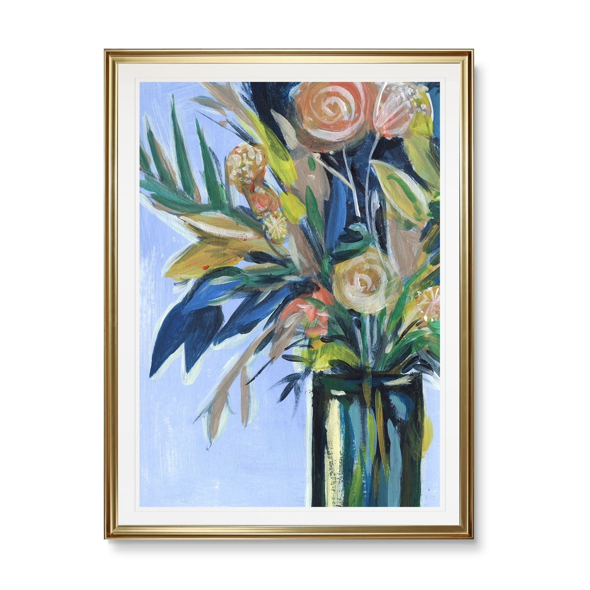 Floral Bouquet in Vase Framed Giclee Print 18x24