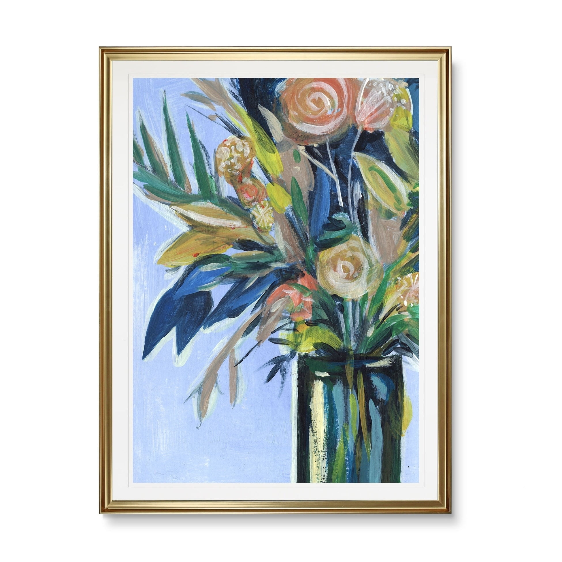 Floral Bouquet in Vase Framed Giclee Print 18x24