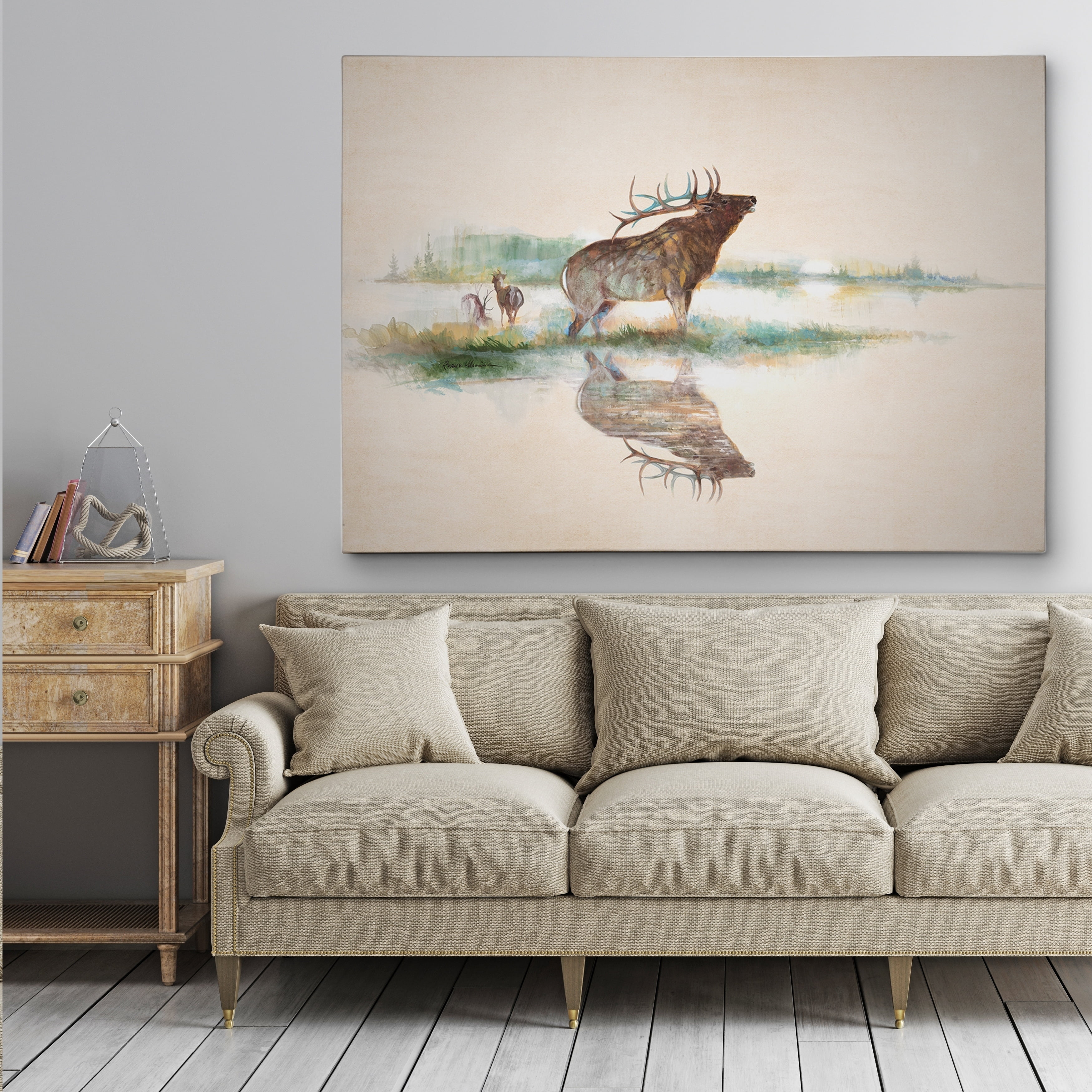 Misty Elk Premium Gallery Wrapped Canvas 16 x 20
