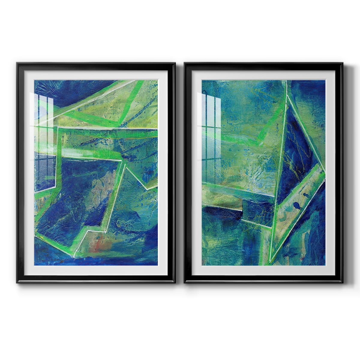 Wexford Home Geometric in Cool I Premium Framed Print, 18.5" x 24.5" - Ready to Hang, Black (Set of 2)