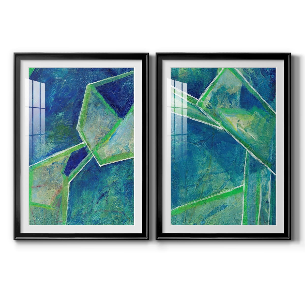 Wexford Home Geometric in Cool III Premium Framed Print, 22.5" x 30.5" - Ready to Hang, Black (Set of 2)