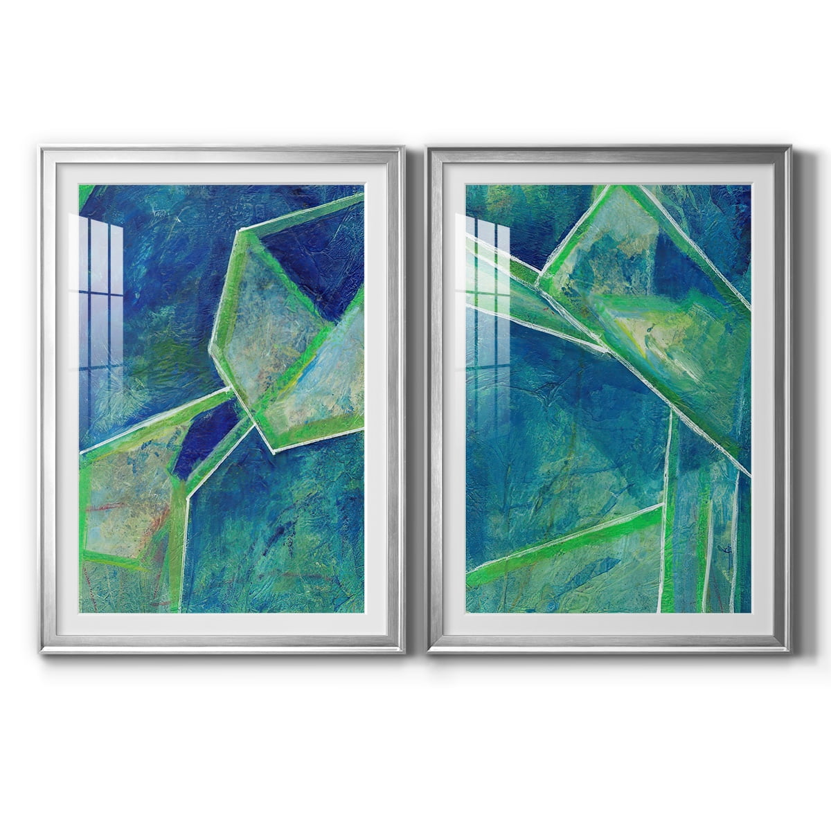 Wexford Home Geometric in Cool III Premium Framed Print, 22.5" x 30.5" - Ready to Hang, Silver (Set of 2)