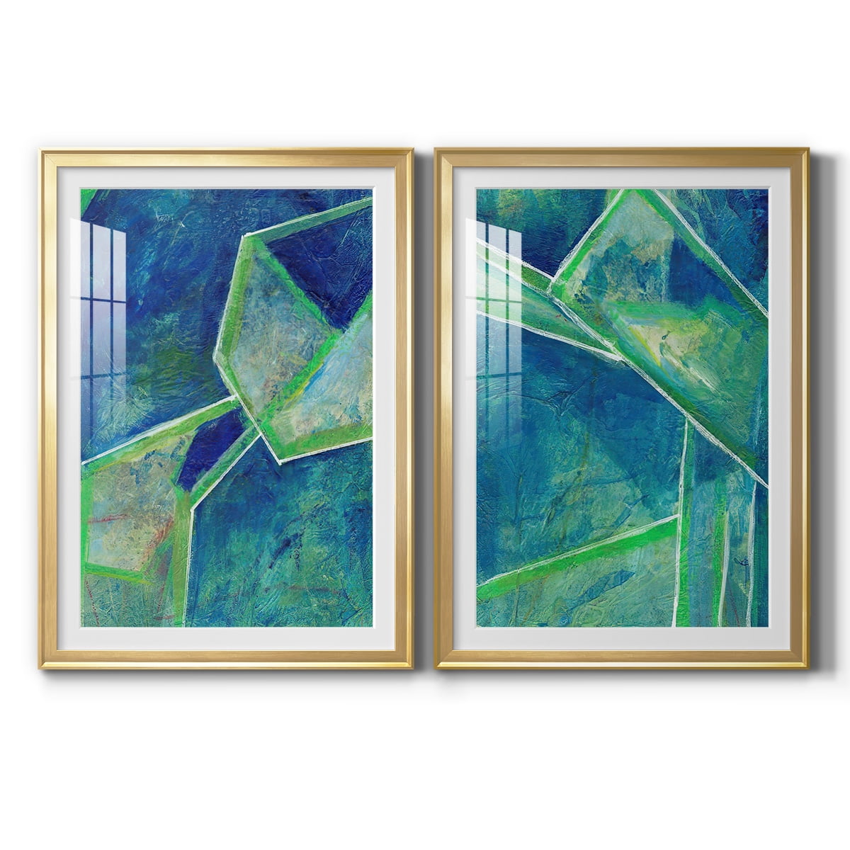 Wexford Home Geometric in Cool III Premium Framed Print, 30.5" x 42.5" - Ready to Hang, Gold (Set of 2)