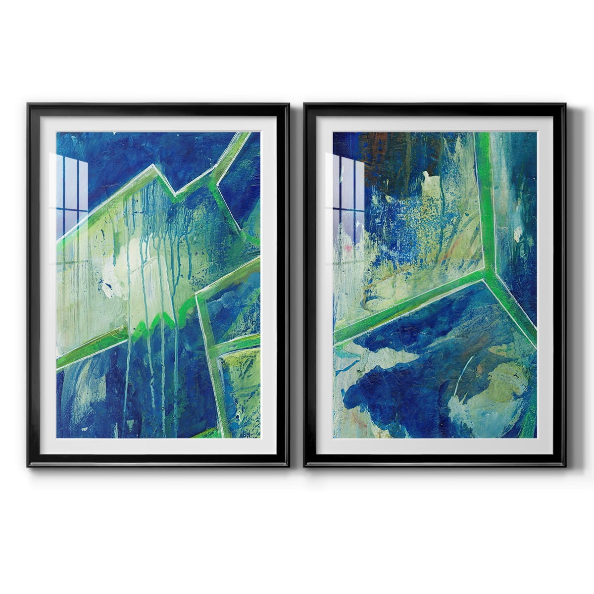 Wexford Home Geometric in Cool V Premium Framed Print, 26.5" x 36.5" - Ready to Hang, Black (Set of 2)
