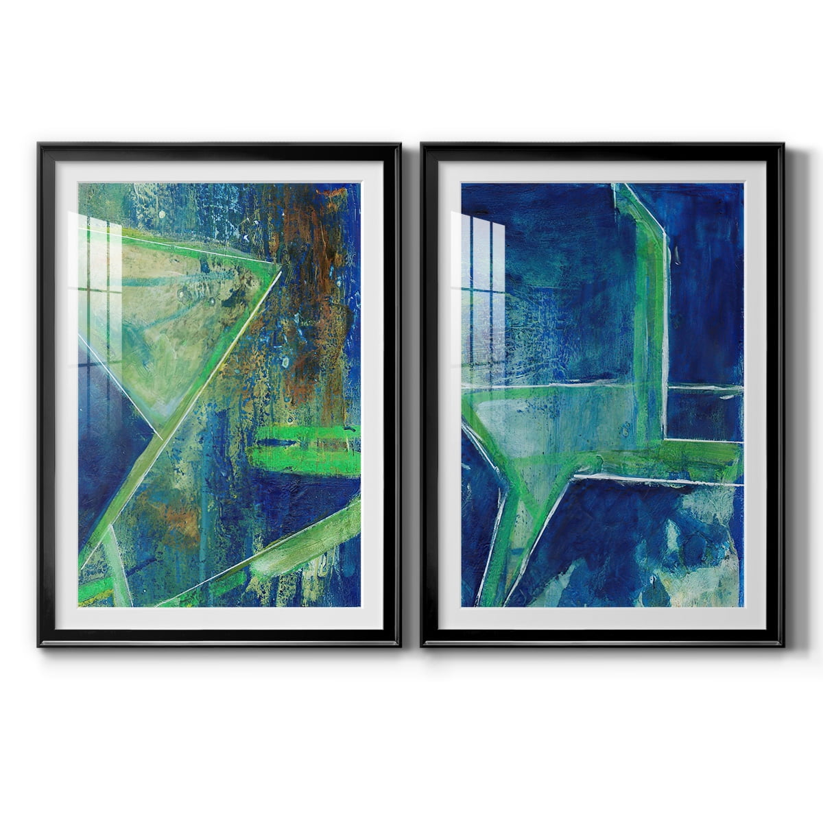 Wexford Home Geometric in Cool VII Premium Framed Print, 30.5" x 42.5" - Ready to Hang, Black (Set of 2)