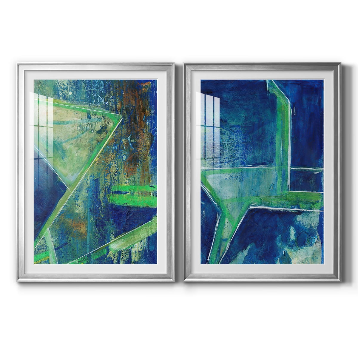 Wexford Home Geometric in Cool VII Premium Framed Print, 30.5" x 42.5" - Ready to Hang, Silver (Set of 2)