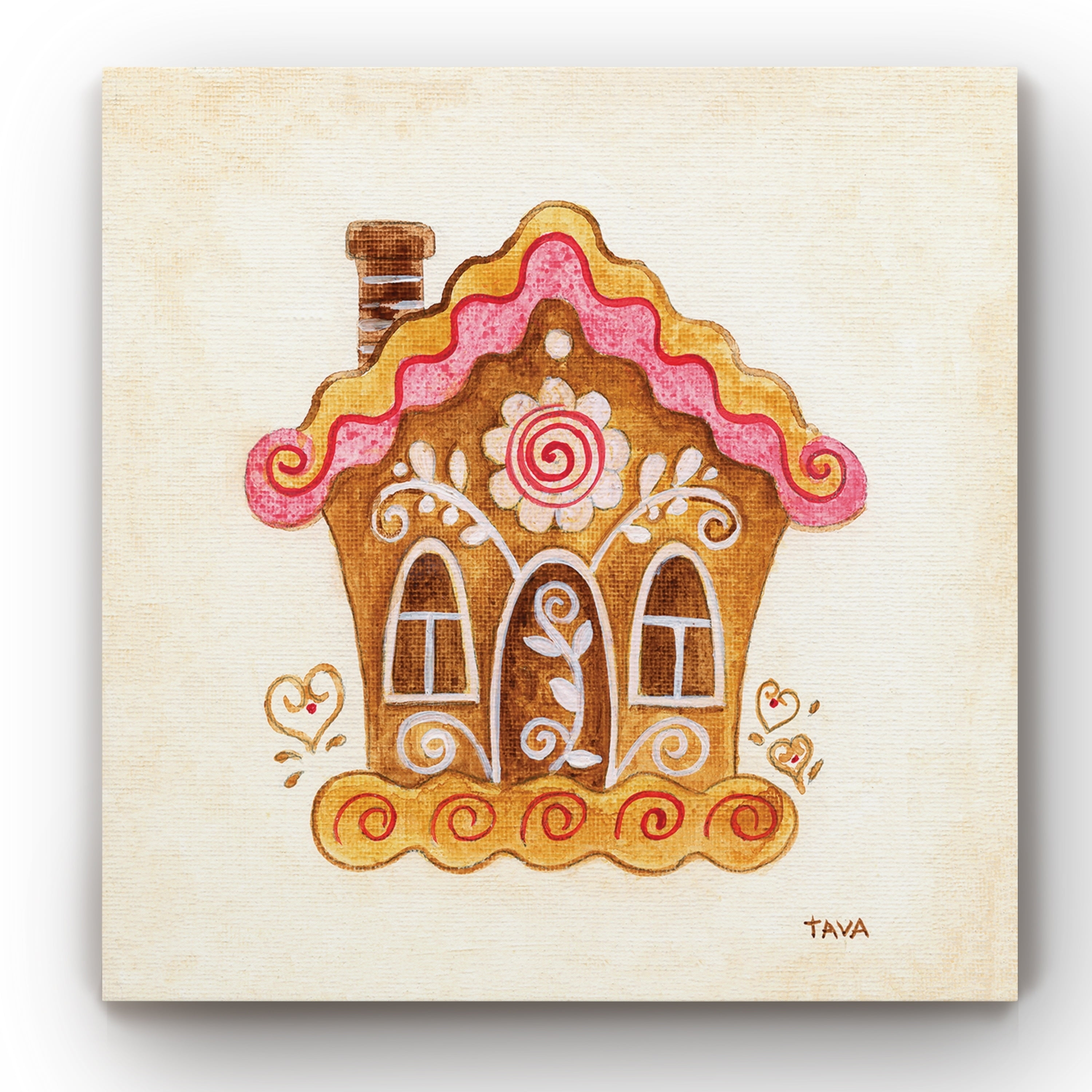 Gingerbread House Christmas Canvas Wall Art 10 x 10