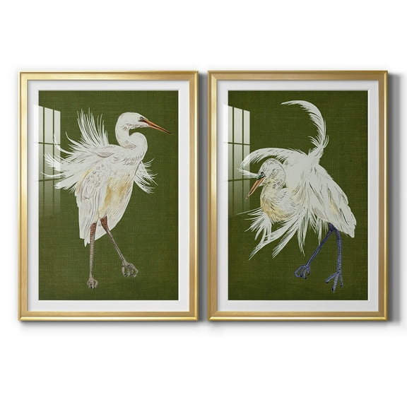 Wexford Home Heron Plumage I Premium Framed Print, 22.5" x 30.5" - Ready to Hang, Gold (Set of 2)