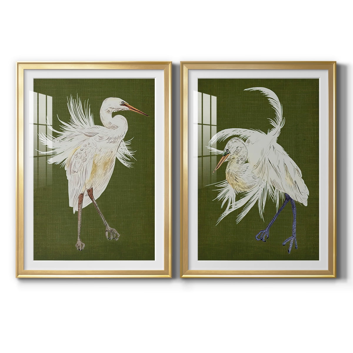 Wexford Home Heron Plumage I Premium Framed Print, 30.5" x 42.5" - Ready to Hang, Gold (Set of 2)