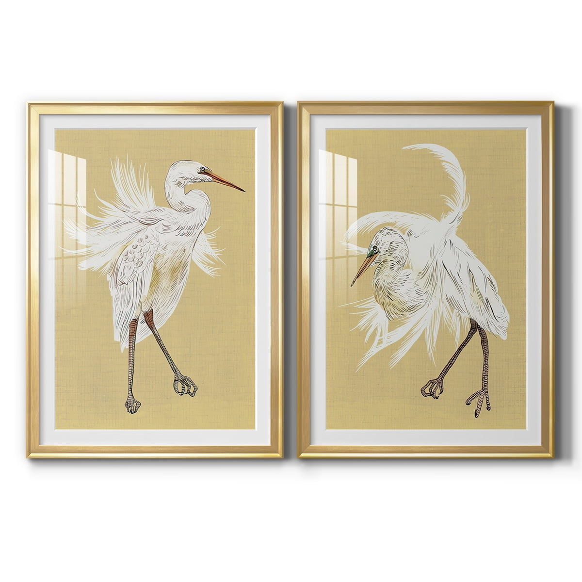 Wexford Home Heron Plumage V Premium Framed Print, 30.5" x 42.5" - Ready to Hang, Gold (Set of 2)
