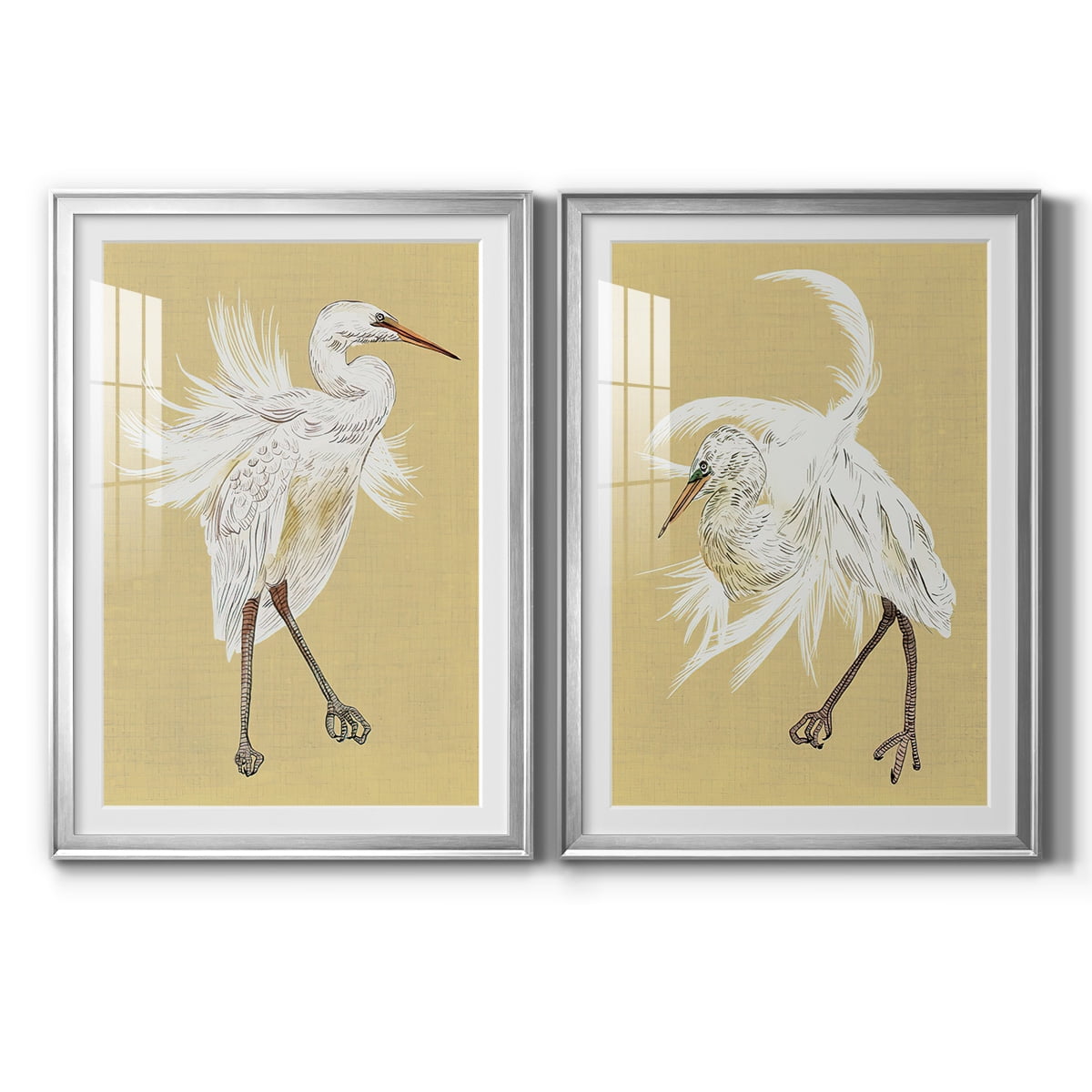 Wexford Home Heron Plumage V Premium Framed Print, 30.5" x 42.5" - Ready to Hang, Silver (Set of 2)