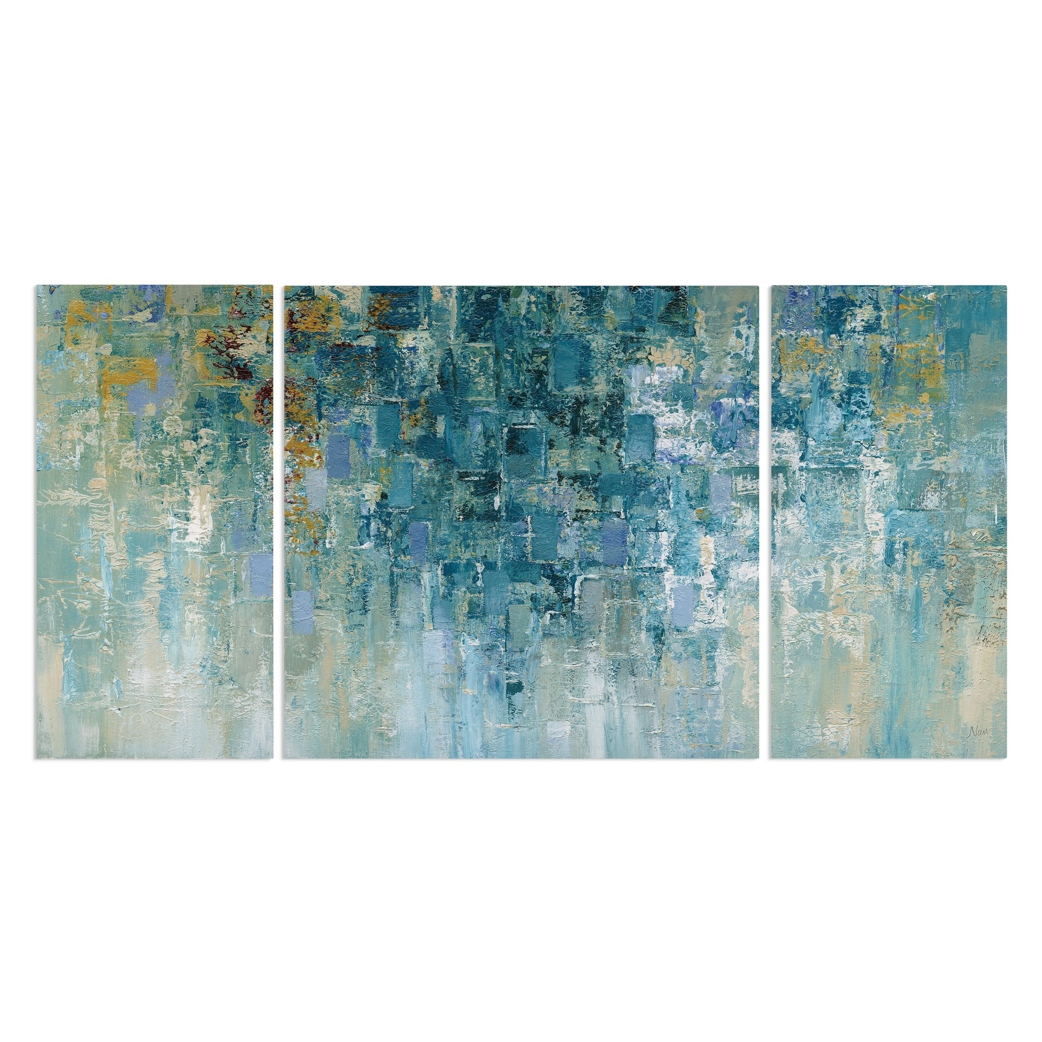 Large Blue and Beige Abstract Canvas Art Set