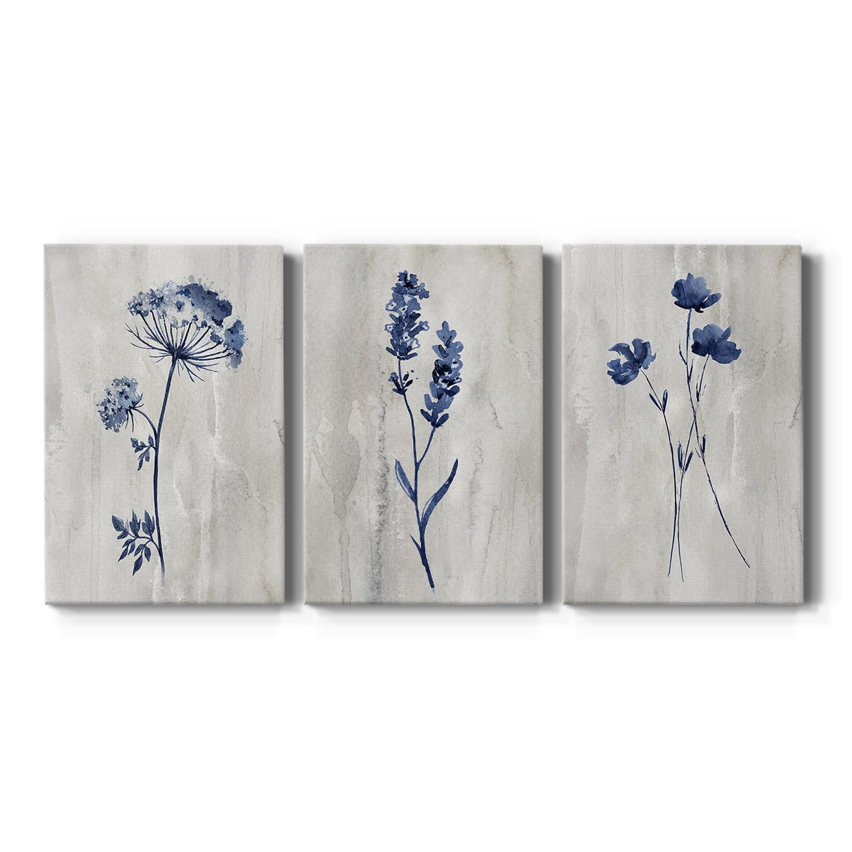 Wexford Home Indigo Botanical I - 18" x 27" Wrapped Canvas Prints (Set of 3), Ready to Hang
