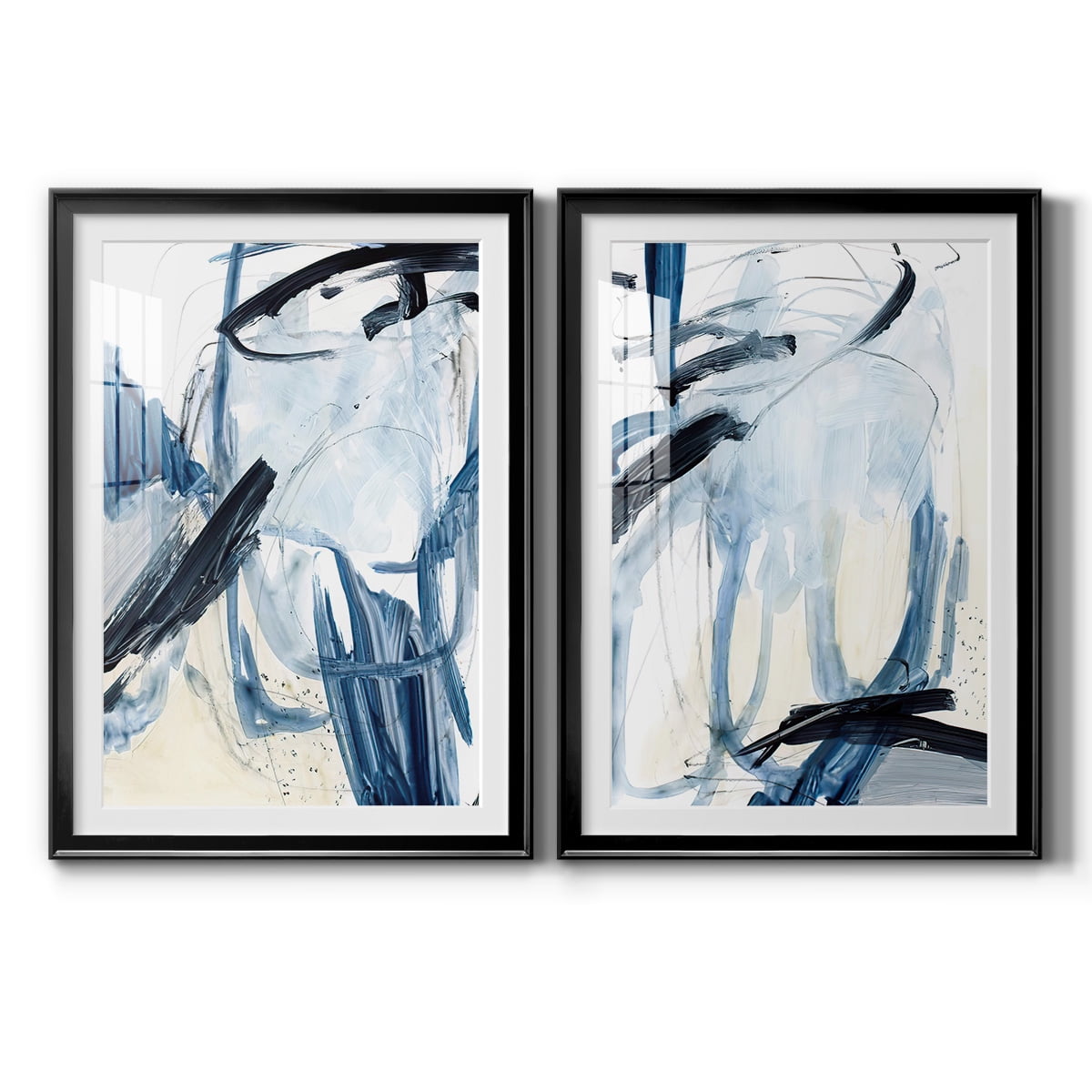 Wexford Home Indigo Swash I Premium Framed Print, 30.5" x 42.5" - Ready to Hang, Black (Set of 2)