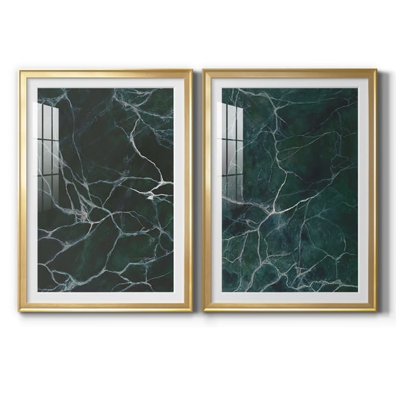 Wexford Home Jade Marble I Premium Framed Print, 18.5" x 24.5" - Ready to Hang, Gold (Set of 2)