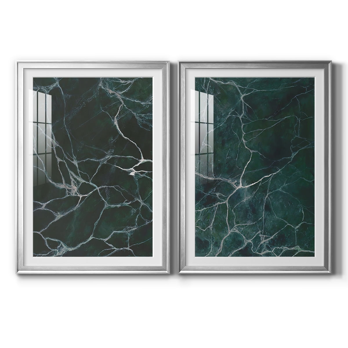 Wexford Home Jade Marble I Premium Framed Print, 22.5" x 30.5" - Ready to Hang, Silver (Set of 2)