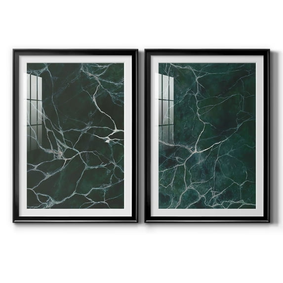 Wexford Home Jade Marble I Premium Framed Print, 30.5" x 42.5" - Ready to Hang, Black (Set of 2)