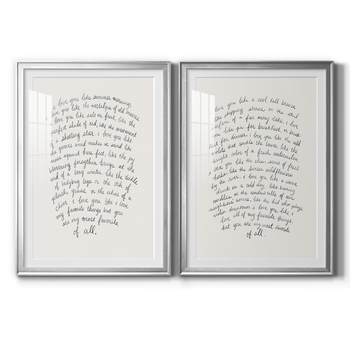 Wexford Home Letter to a Lover I Premium Framed Print, 22.5" x 30.5" - Ready to Hang, Silver (Set of 2)