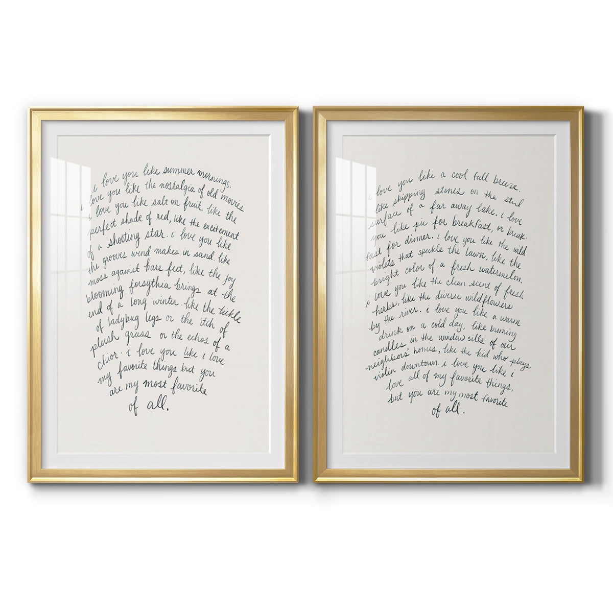 Wexford Home Letter to a Lover I Premium Framed Print, 30.5" x 42.5" - Ready to Hang, Gold (Set of 2)
