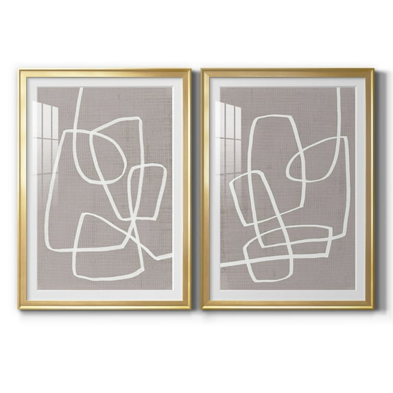 Wexford Home Linen Roundabout I Premium Framed Print, 22.5" x 30.5" - Ready to Hang, Gold (Set of 2)