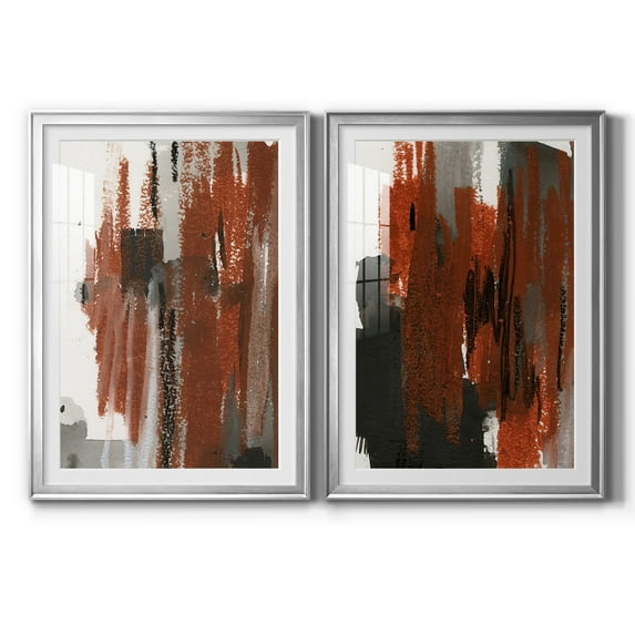 Wexford Home Loft Pastel V Premium Framed Print, 26.5" x 36.5" - Ready to Hang, Silver (Set of 2)