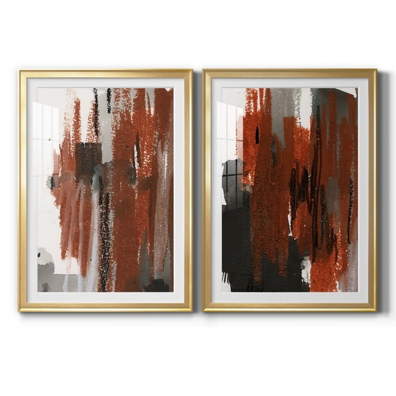 Wexford Home Loft Pastel V Premium Framed Print, 30.5" x 42.5" - Ready to Hang, Gold (Set of 2)