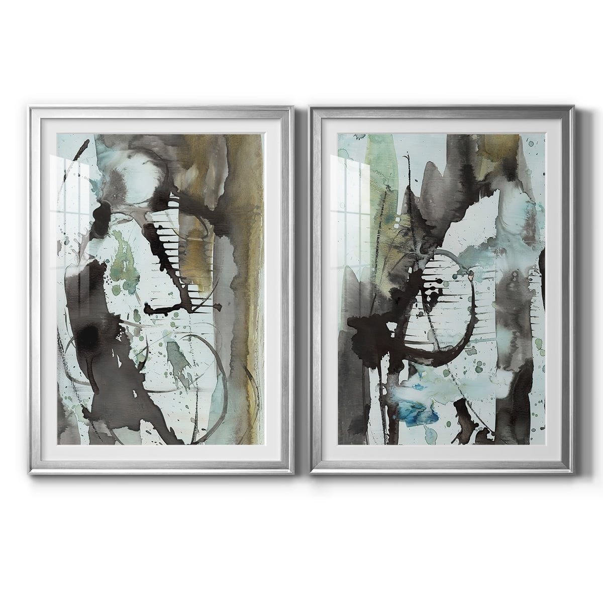Wexford Home Lyrical Abstract I Premium Framed Print, 18.5" x 24.5" - Ready to Hang, Silver (Set of 2)