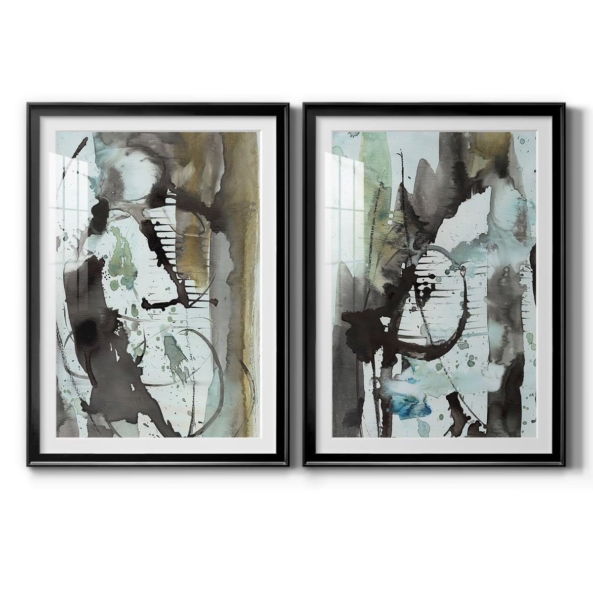 Wexford Home Lyrical Abstract I Premium Framed Print, 30.5" x 42.5" - Ready to Hang, Black (Set of 2)