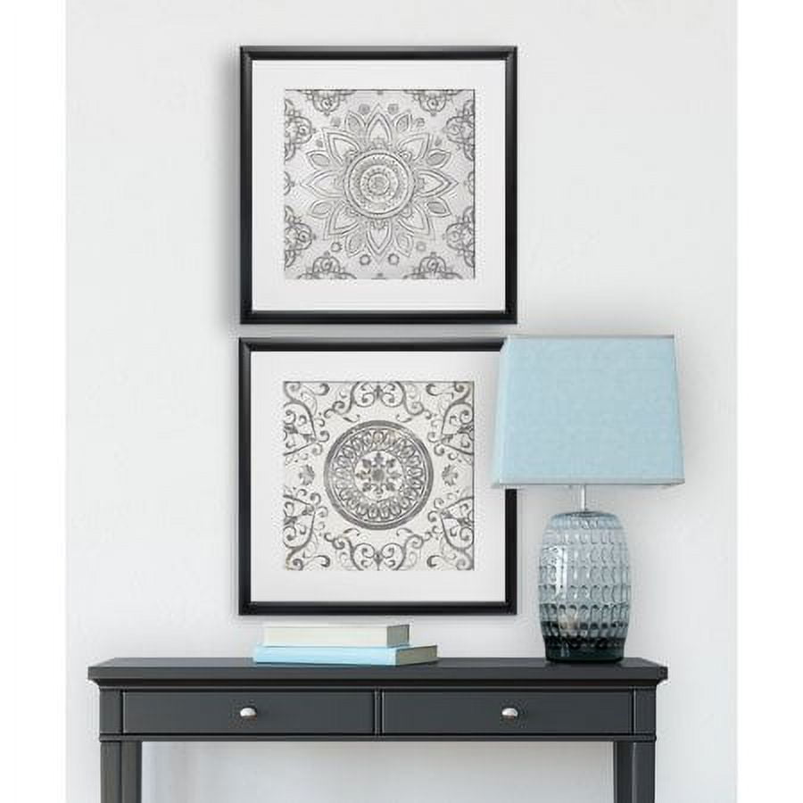 Mandala Sunburst Black and White Framed Art Print Set